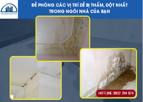 ĐỀ PHÒNG CÁC VỊ TRÍ DỄ BỊ THẤM, DỘT NHẤT TRONG NGÔI NHÀ 