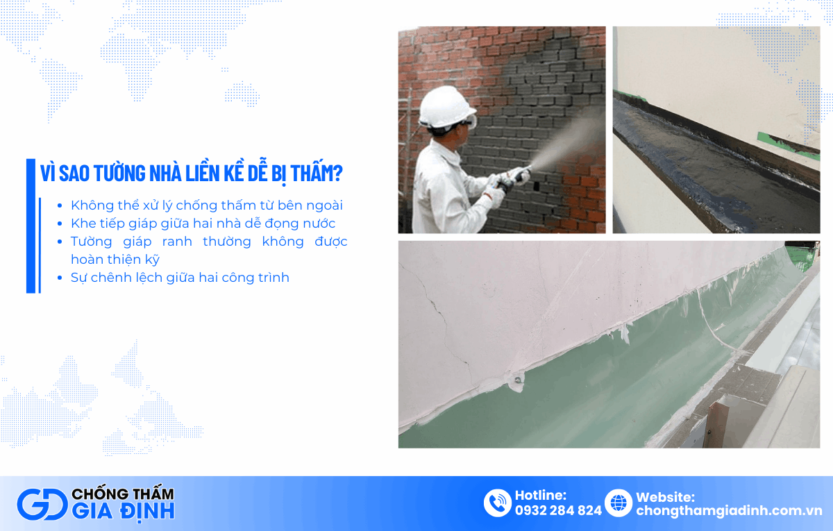 Cách chống thấm tường nhà liền kề